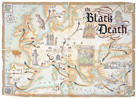 Beautiful graphic map tracking the spread of the Black Death in the 1300s. http://www ...