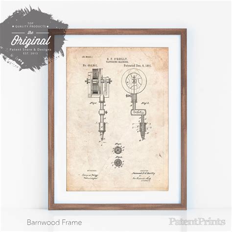 First Tattoo Machine Patent Poster Tattoo Wall Art Vintage | Etsy