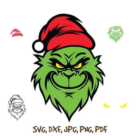 Grinch Face SVG Layered Face Grinch Svg, Christmas Svg Png Clipart Cricut Digital Vector Cut ...