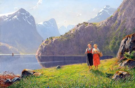 30 Beautiful Paintings of Village Life Around Norwegian Fjords by Hans ...