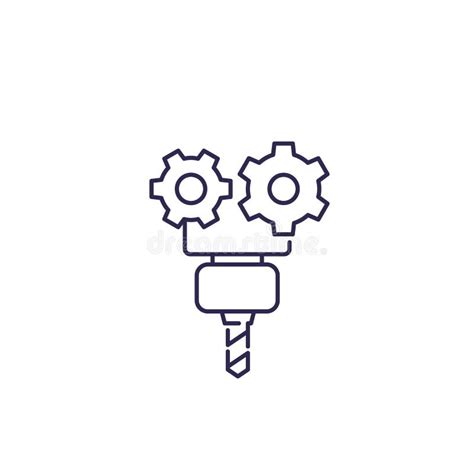 CNC Machine Service, Vector Line Icon Stock Vector - Illustration of industrial, automation ...