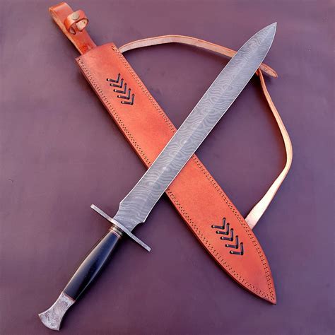 Handmade Damascus Steel Sword 28 Black Micarta Handle - Etsy
