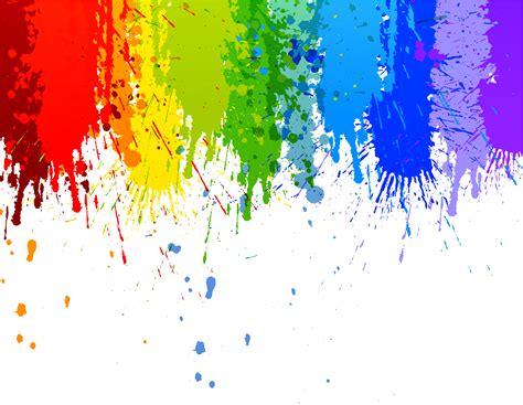 colorful paint splattered on white background with space for text