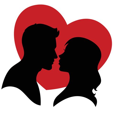 Love Heart Clip art - Couple silhouette and hearts vector png download ...