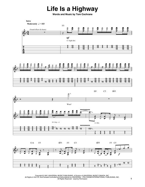 Life Is A Highway by Rascal Flatts - Guitar Tab Play-Along - Guitar ...