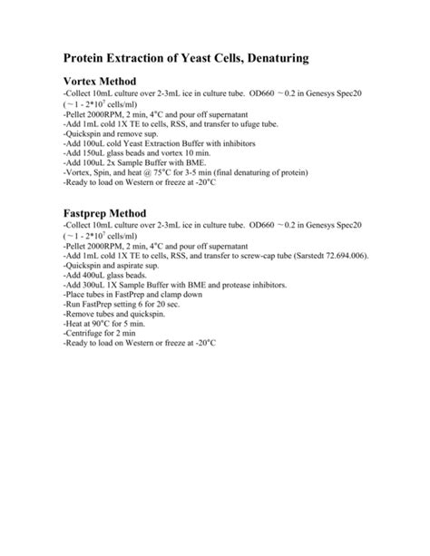 Protein Extraction of Yeast Cells, Denaturing