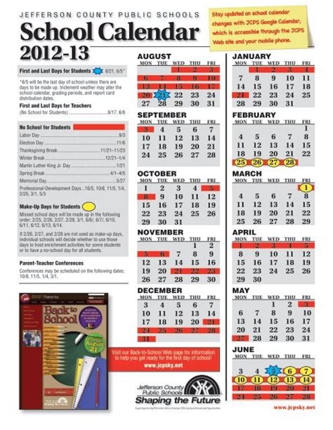 School Calendar - Jefferson County Public Schools