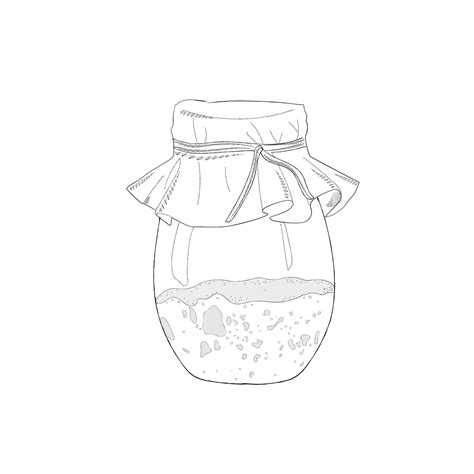 Premium Vector | A jar with sourdough monochrome illustration vector ...