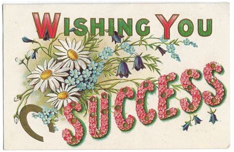 Wishing You Success Postcard C. 1910 | Vintage Flower Quotes