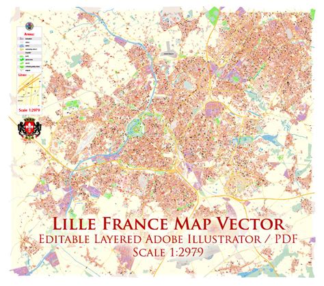 Lille France Map Vector Exact City Plan High Detailed Street Map ...