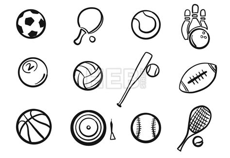 Various Balls Sports Equipment Sketched Set - HEBSTREITS | Sports coloring pages, Learn to ...