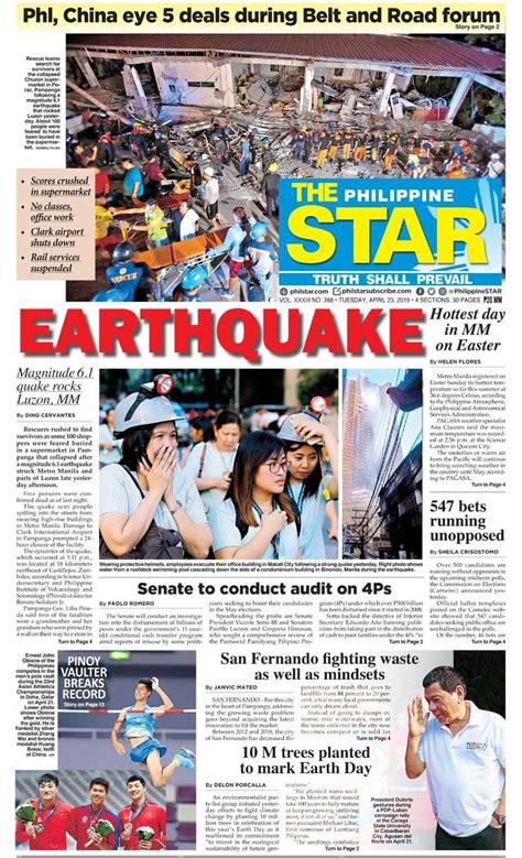 HEADLINES : MANILA – Earthquake : Magnitude 6.1 quake rocks Luzon, MM • Scores crushed in ...