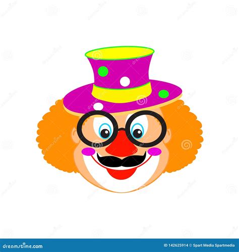 Funny Clown Mask Carnival Birthday Kids Party Clown Character Isolated Stock Vector ...