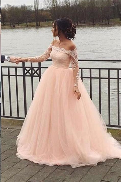 Fashion Long Sleeves Light Pink Wedding Dresses Formal Prom Gown Dress – Laurafashionshop