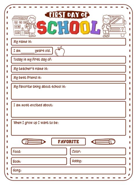 First Day Of School Worksheets - 12 Free PDF Printables | Printablee