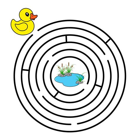 Premium Vector | Vector Round Maze Labyrinth conundrum with duck and ...