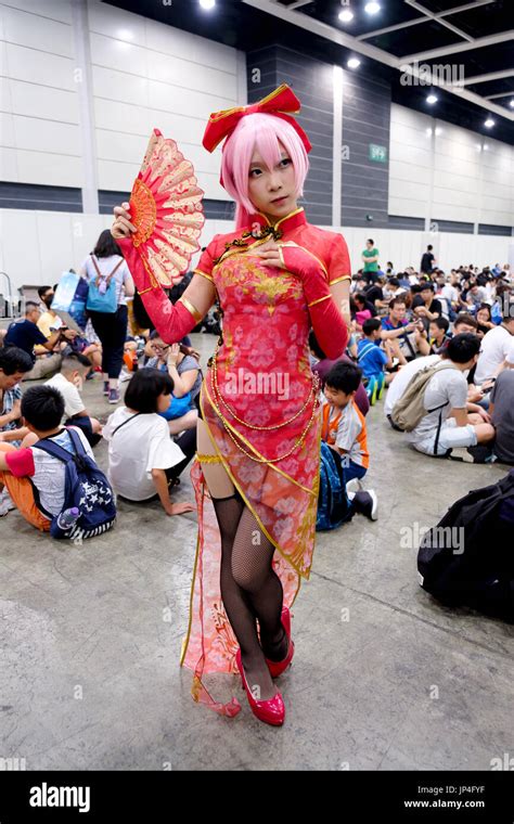 Hong Kong - July 29, 2017: Participants dress in Cosplay costumes during the 19th Ani-Com ...