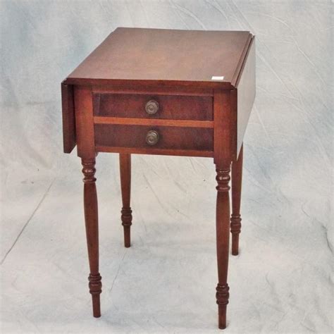 Sold Price: Antique Walnut Empire 2 Drawer Drop Leaf End Table w/Poplar Secondary Wood 17"x22 ...