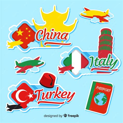 Free Vector | Flat country stickers set