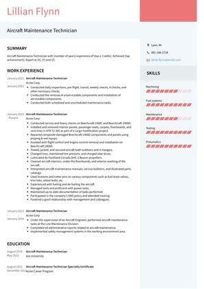 Aircraft Maintenance Technician Resume Examples and Templates