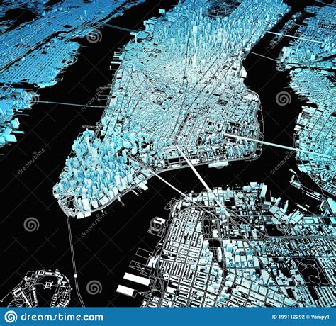 Satellite View of New York City, Map, 3d Buildings. Manhattan. Ground Zero. the World Trade ...