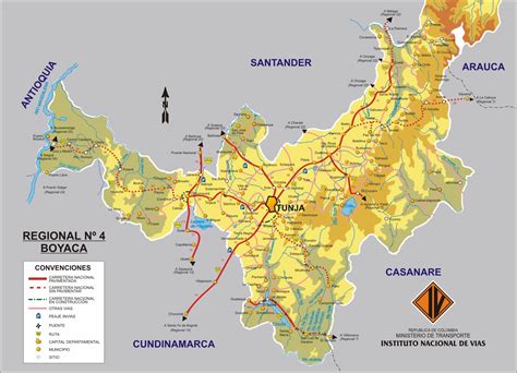 Mapa de carreteras de Boyacá - Tamaño completo