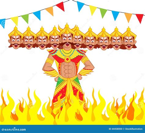 Ravana Burning In Dussehra Cartoon Vector | CartoonDealer.com #59465991