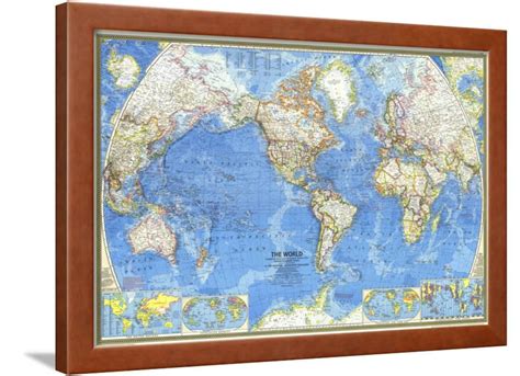 1970 World Map Framed Print Wall Art By National Geographic Maps - Walmart.com - Walmart.com