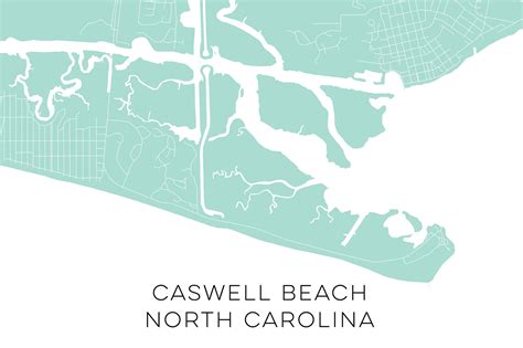 Caswell Beach North Carolina Map • Caswell Beach NC Custom Map • Caswe ...