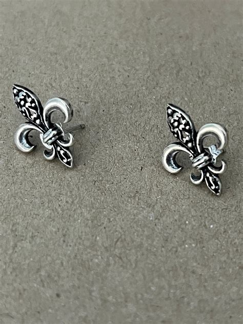 Fleur De Lis Stud Earrings Fleur De Lis Studs 925 Sterling - Etsy