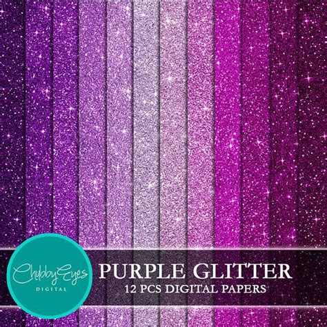 Purple Glitter Digital Papers, Scrapbook Papers Purple Sparkles Clipart ...