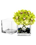 4 inch Cube Glass Vase | Wedding Decor | Candle Holder