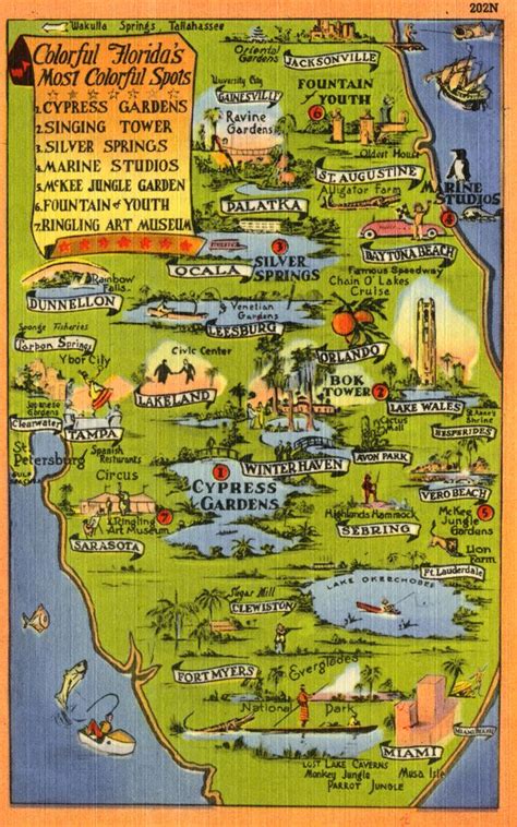 Florida Memory - Map of Florida pointing out various tourist ...