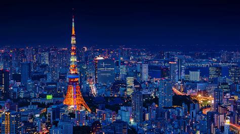 4K Ultra HD Tokyo Tower Night Cityscape Wallpaper