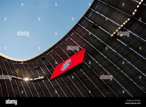 Scoreboard, Logo, FC Bayern, Grandstand, Stadium roof, Champions League, Allianz Arena, Munich ...