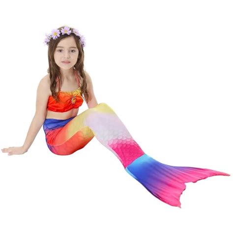 Kids Girls Mermaid Tails Costume Children Mermaid Tail Swimmable Swimwear Cosplay Costume for ...