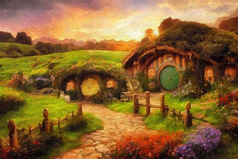 The Shire Canvas Print Hobbiton Canvas Print LOTR Art LOTR - Etsy