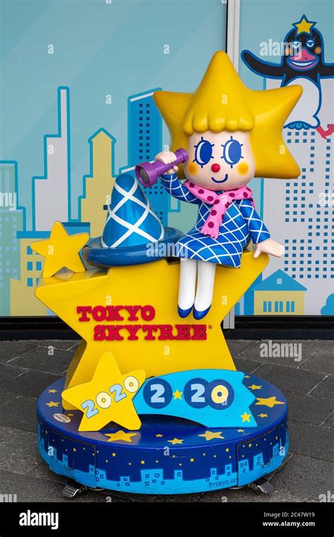 Sorakara, the mascot of Tokyo Skytree, at the entrance of theTokyo Skytree tower with daily ...