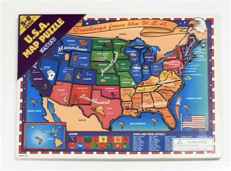 U.S.A. Map Wooden Puzzle States and Capitals - 1999 - New and Sealed # ...