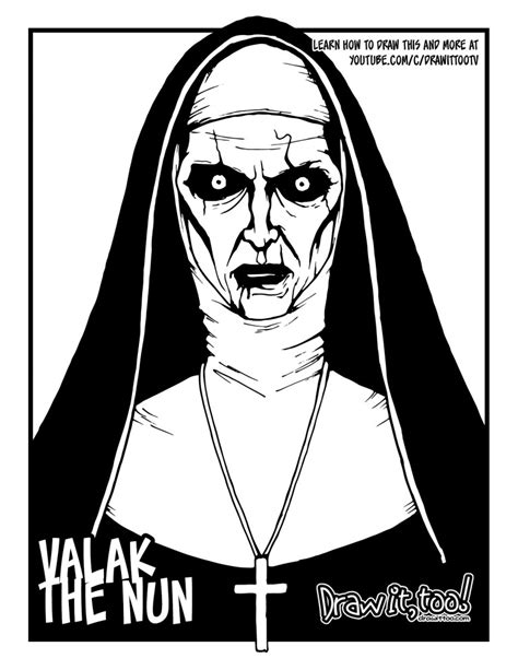 How to Draw VALAK THE NUN (The Conjuring) Drawing Tutorial | Draw it, Too!