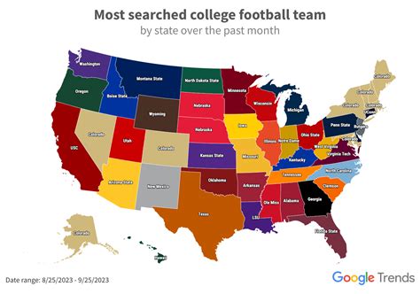 Football Teams By State Map - Gillie Donnamarie