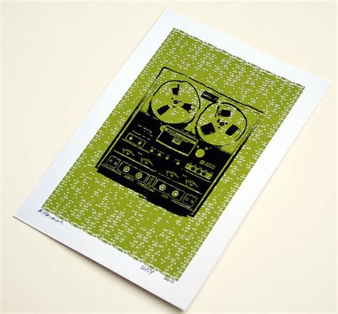 Tape Recorder Art Print Pop Art Retro Green Hand Printed - Etsy