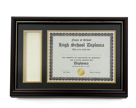 Diploma Frame with Tassel Holder in Real Wood Glossy Cherry with Gold ...