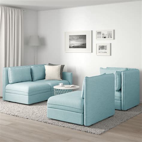 VALLENTUNA Modular corner sofa, 3-seat - with storage, Hillared light blue - IKEA Corner Sofa ...