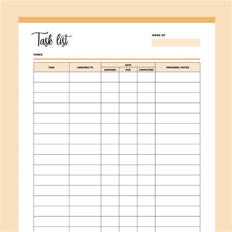 Printable Employee Task List | Instant download PDF | A4 & US Letter ...