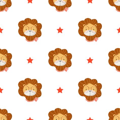 Seamless Pattern with Cute Lion 1072467 Vector Art at Vecteezy