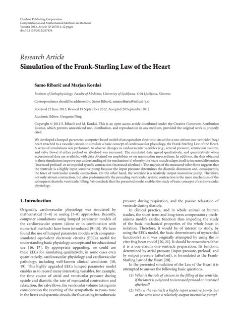 (PDF) Simulation of the Frank-Starling Law of the Heart