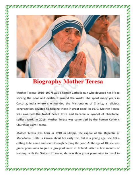 Biography Mother Teresa - BengalStudent.in - (id-bsmtepd)