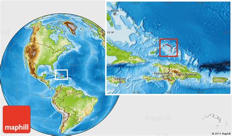 Physical Location Map of Turks and Caicos Islands