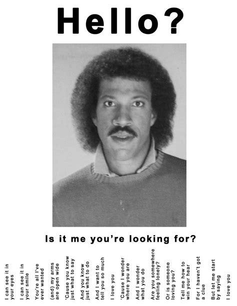 Lionel Richie Tear Off Ad - Hello? Is it me you’re looking for ...